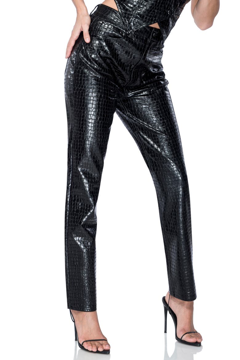 Heston Faux Leather Straight Leg Pants, Alternate, color, BLACK CROC