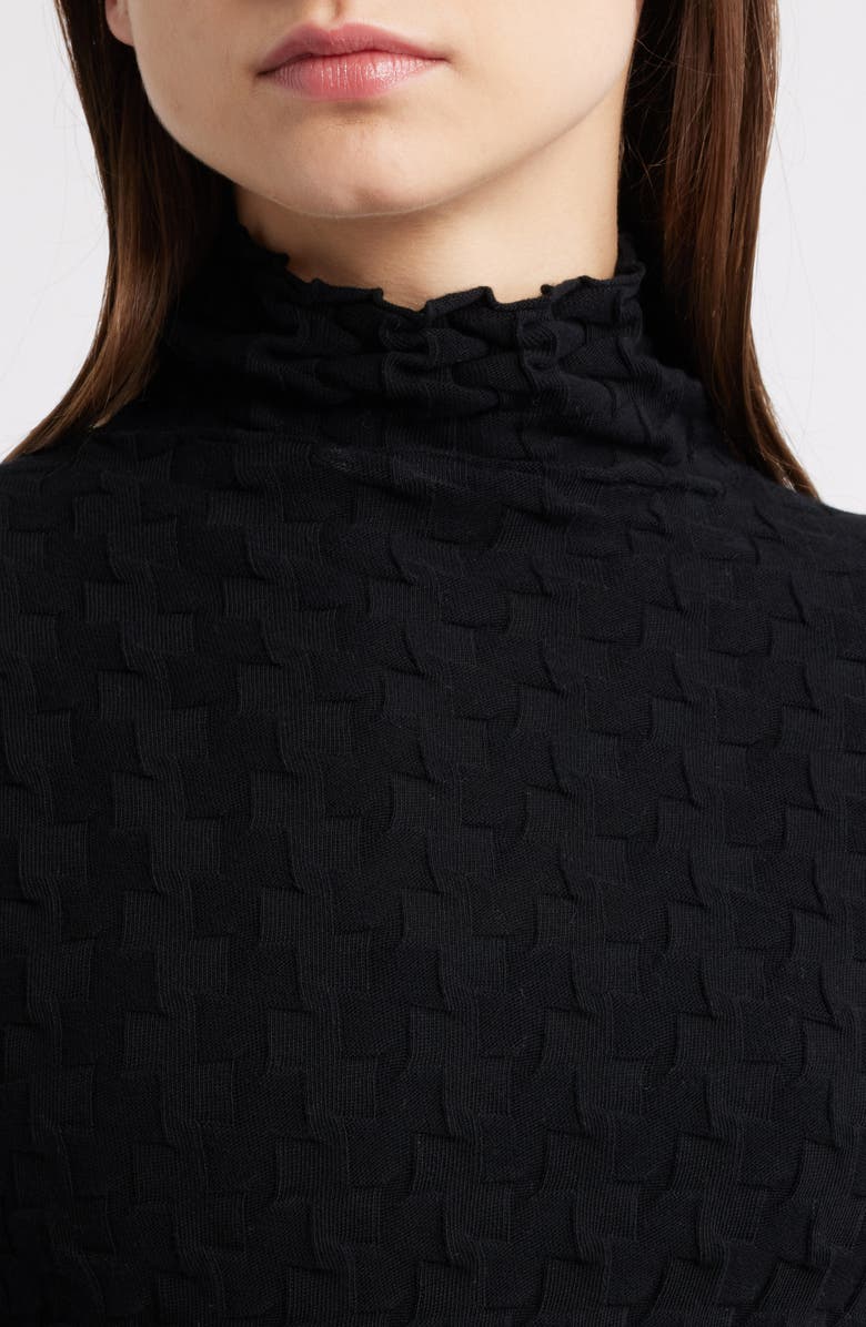 MARGARET O'LEARY 3-D Cotton Turtleneck, Alternate, color, Black
