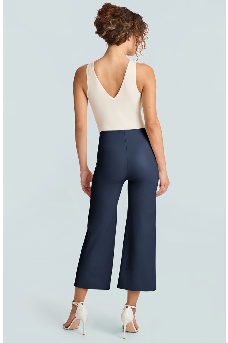 Faux Leather Crop Wide Leg Pants, Alternate, color, NAVY