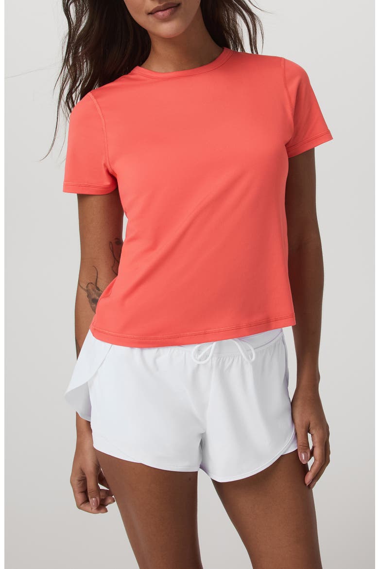 Lux Performance T-Shirt, Main, color, BRIGHT CORAL