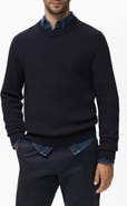 MANGO Fine Rib Knit Cotton Crewneck Sweater