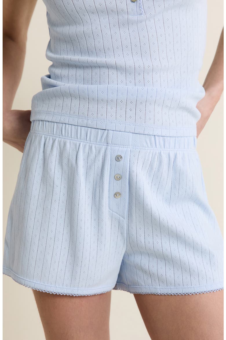 Katell Pointelle Cotton Pajama Shorts, Alternate, color, AZURE BLUE