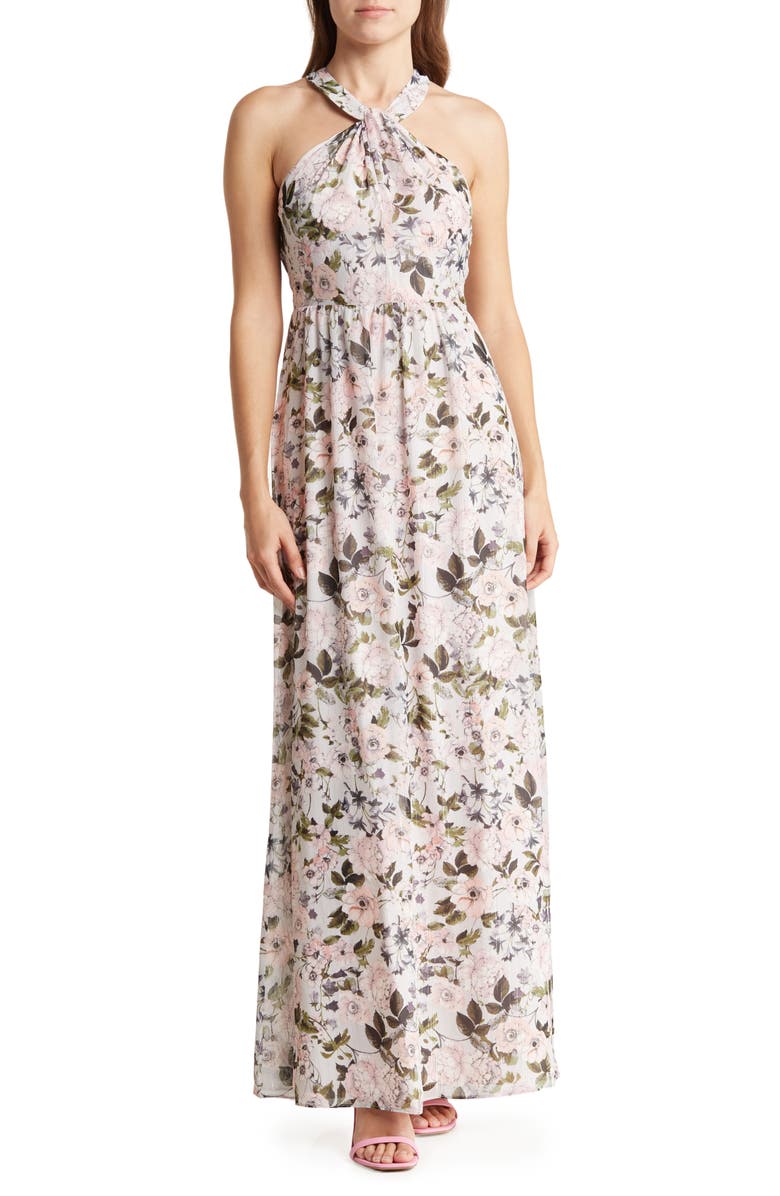 Laundry by Shelli Segal Halter Neck Maxi Dress, Main, color, 