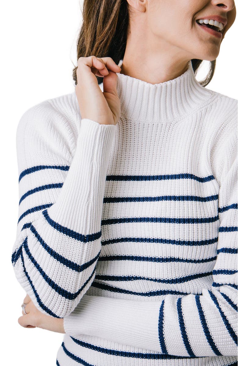 Hope & Henry Women's Mock Neck Breton Sweater, Alternate, color, 