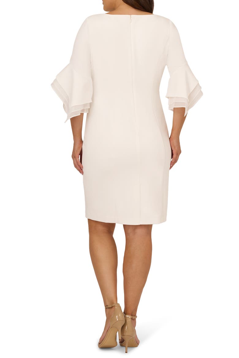 Tiered Organza & Knit Crepe Sheath Dress, Alternate, color, IVORY