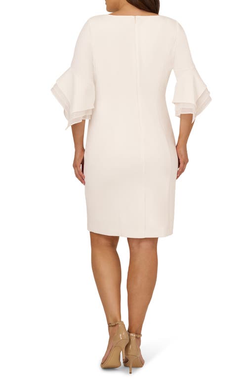 Adrianna Papell Tiered Organza & Knit Crepe Sheath Dress In Ivory