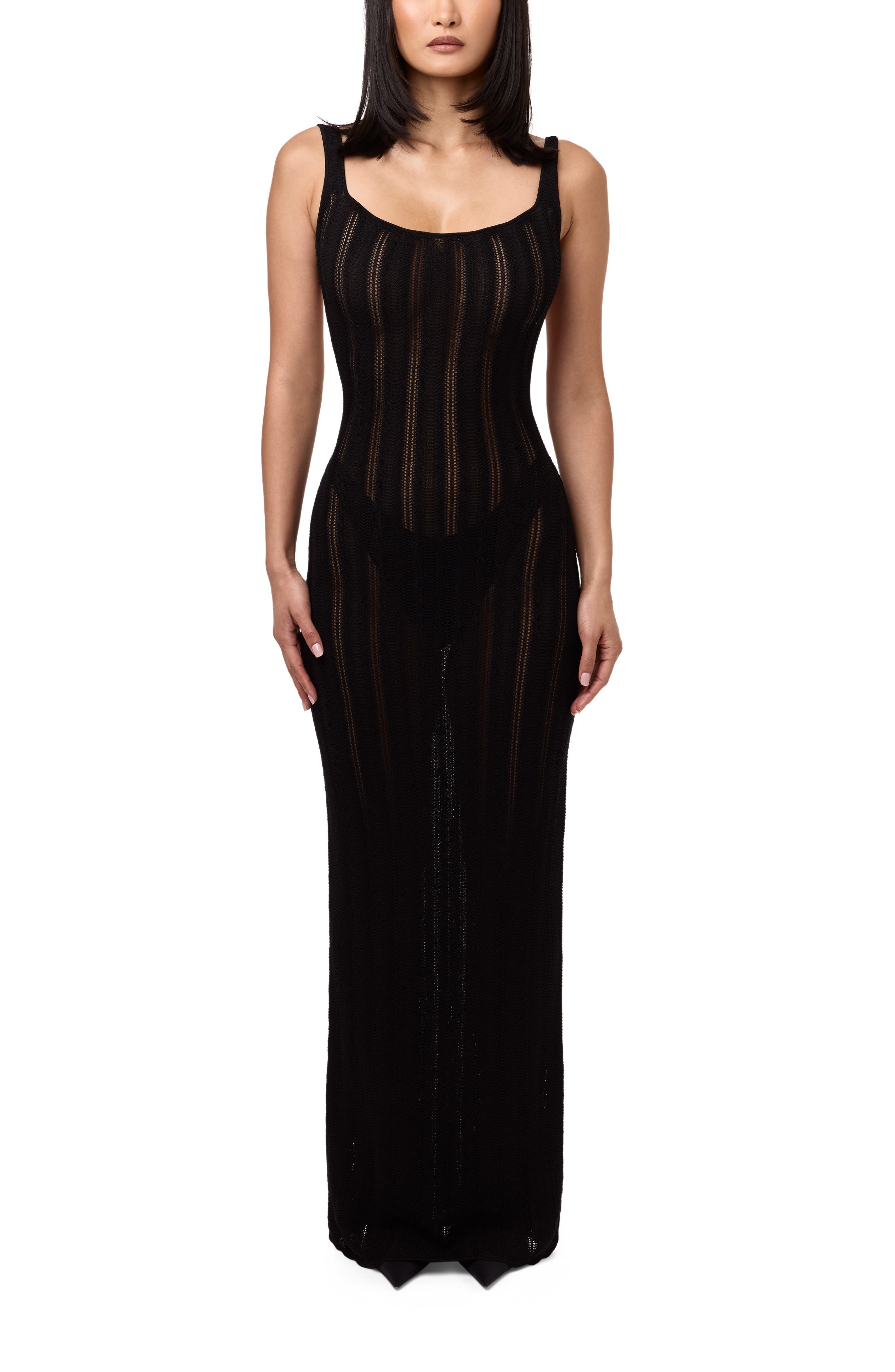 Open Back Sheer Maxi Dress (Women) | Nordstrom