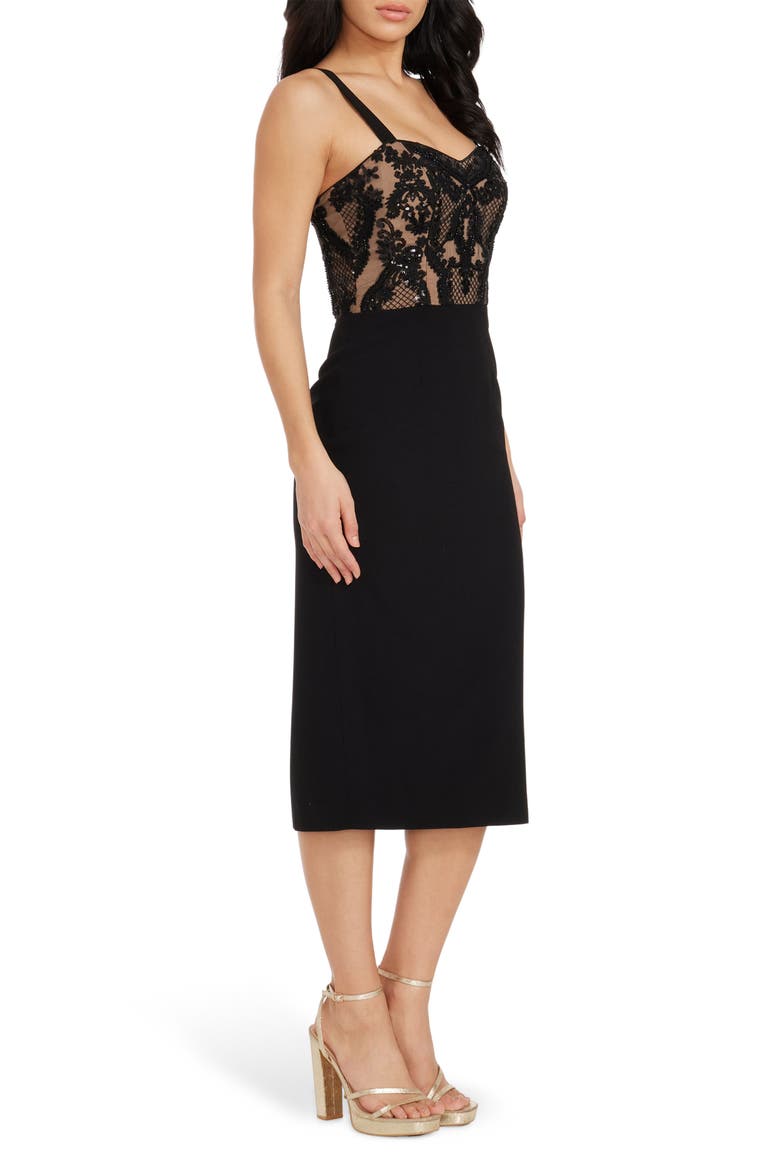 Silvia Embellished Bustier Cocktail Dress, Alternate, color, BLACK-NUDE