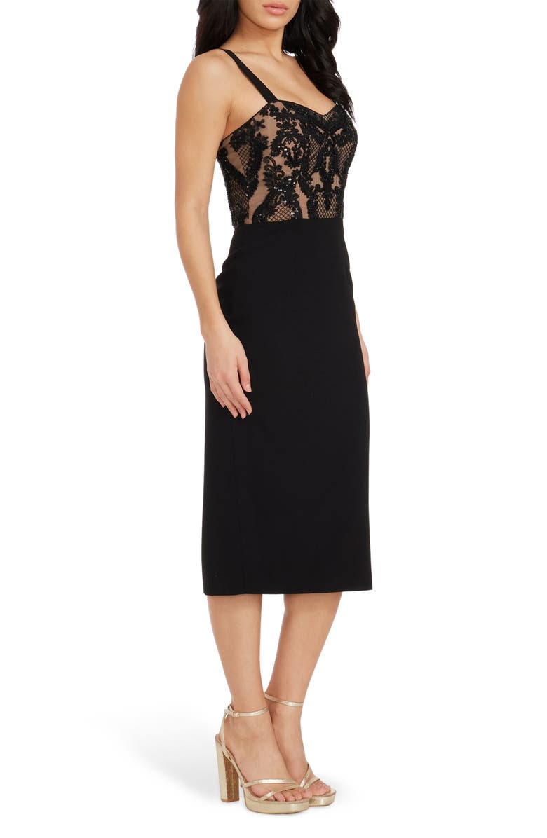 Dress the Population Silvia Embellished Bustier Cocktail Dress, Alternate, color, Black-Nude