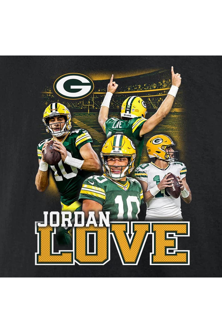 Men's Fanatics Jordan Love Black Green Bay Packers Notorious Player Graphic T-Shirt, Alternate, color, Black