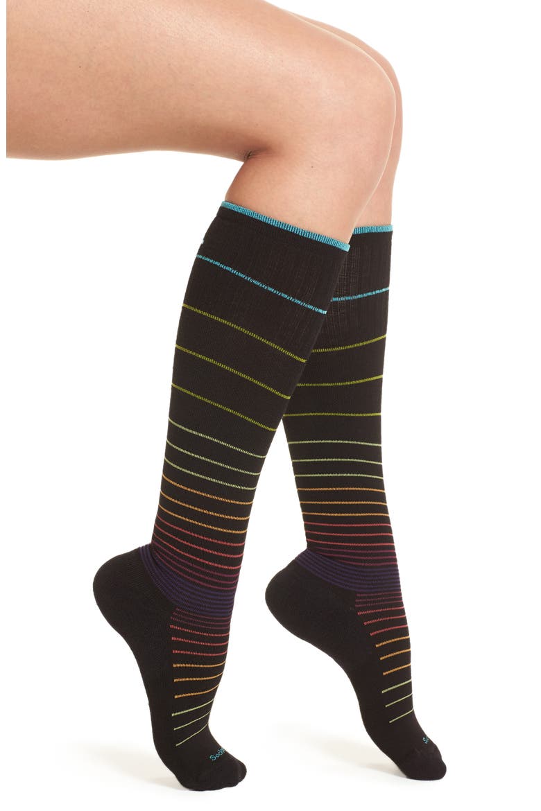 Circulator Compression Socks, Alternate, color, BLACK STRIPE