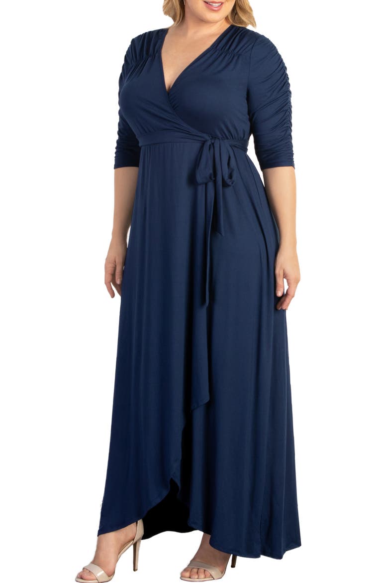 Meadow Dream Wrap Maxi Dress, Alternate, color, NAVY