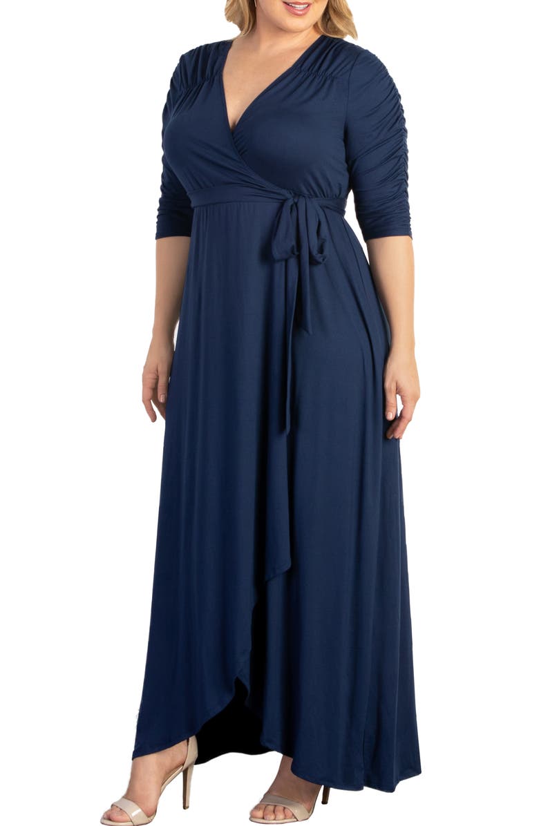 Kiyonna Meadow Dream Wrap Maxi Dress, Alternate, color, Navy