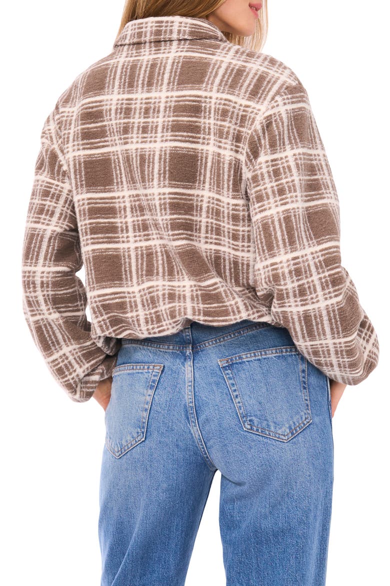 Plaid High Pile Fleece Bubble Jacket, Alternate, color, STONE KHAKI