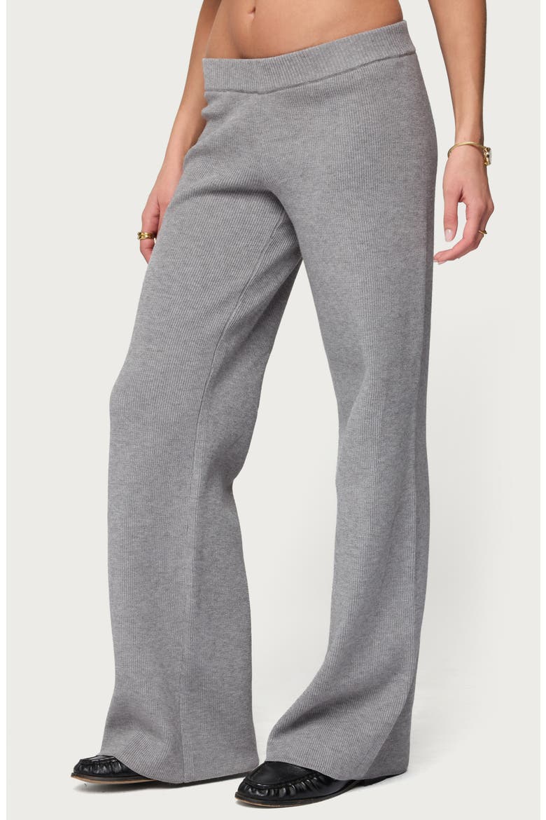 Lorie Low Rise Wide Leg Rib Knit Pants, Alternate, color, GRAY-MELANGE