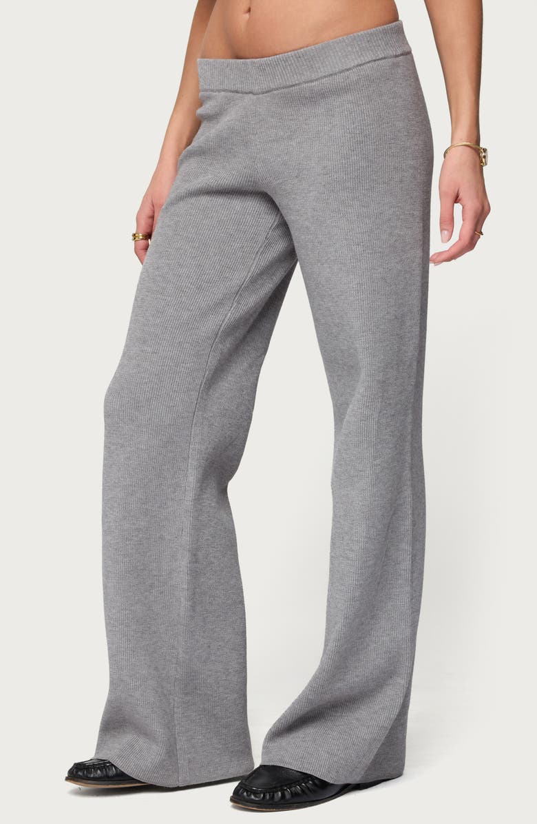 EDIKTED Lorie Low Rise Wide Leg Rib Knit Pants, Alternate, color, 