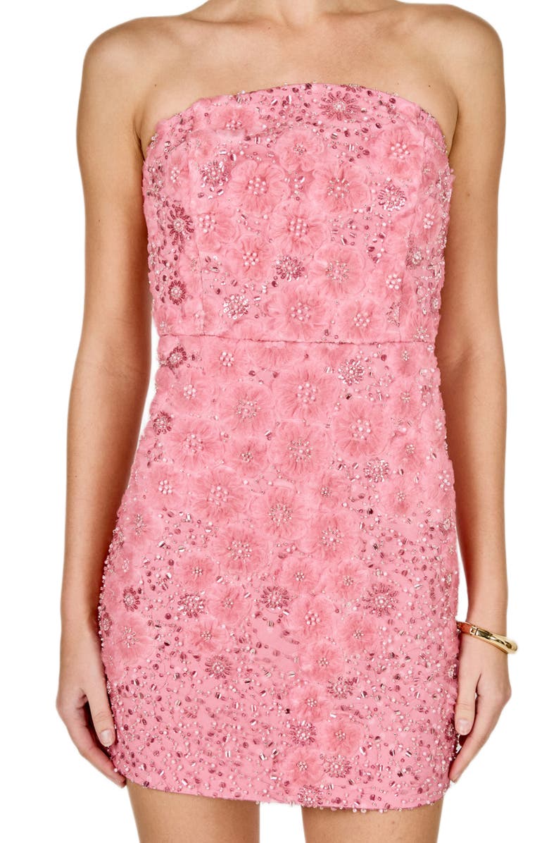 Endless Rose Sequin Lace Strapless Minidress, Alternate, color, Raspberry