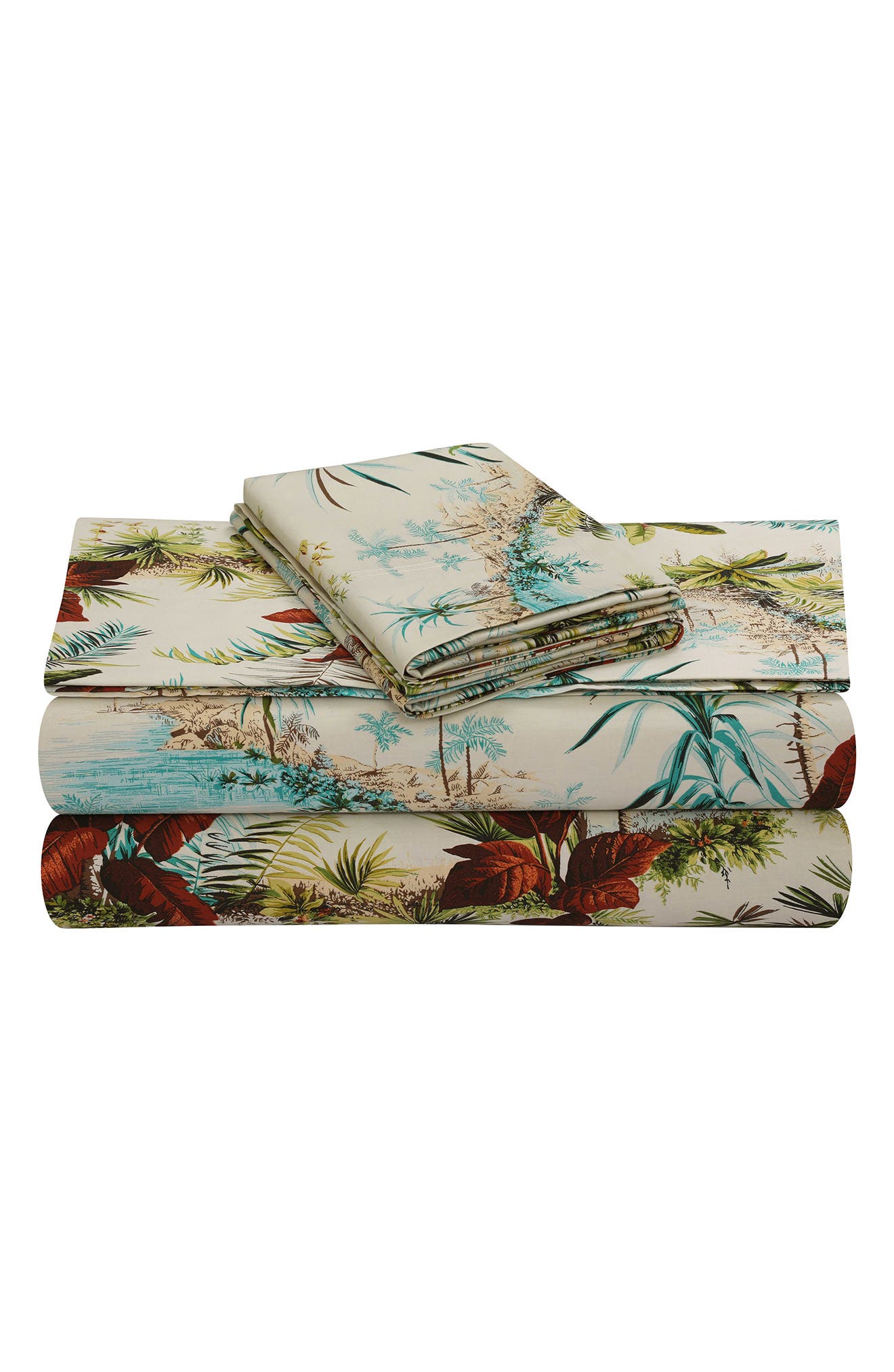 AZORES HOME Paradise Island 300 Thread Count Cotton Percale Sheet Set