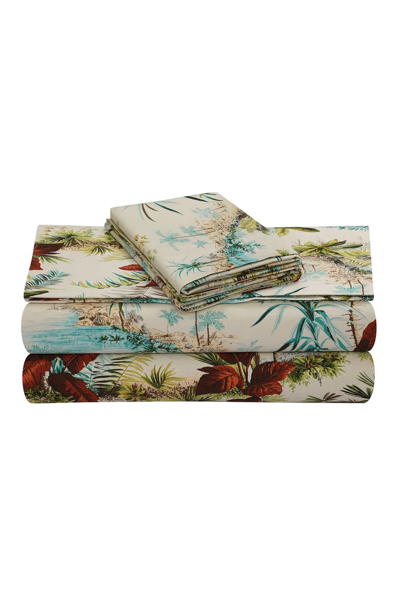 Paradise Island 300 Thread Count Cotton Percale Sheet Set, Main, color, PARADISE