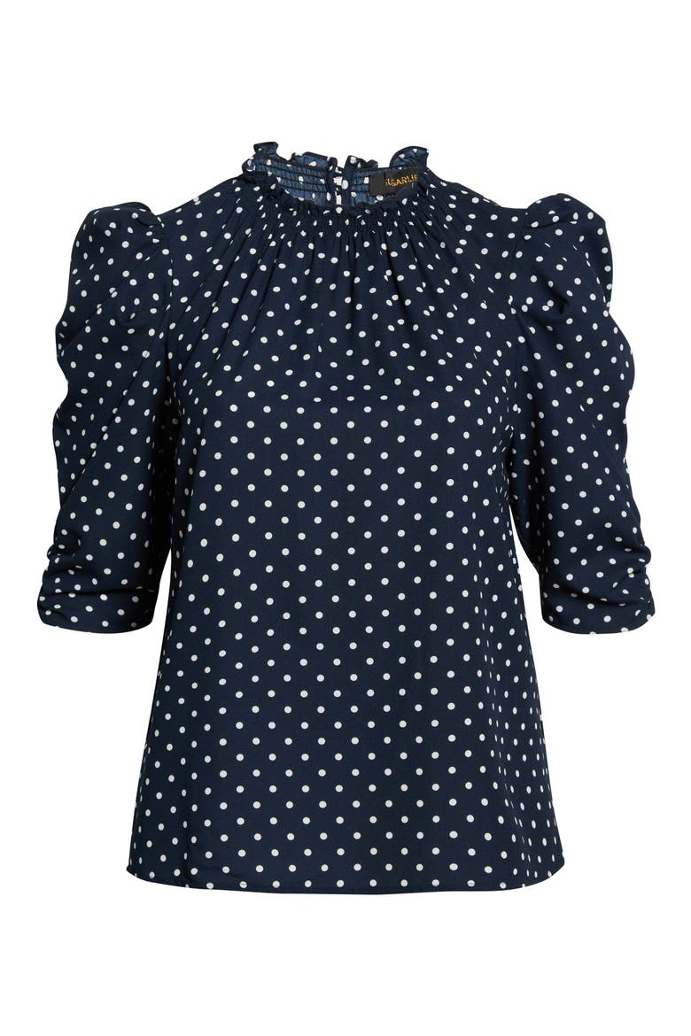 Dot Print Top, Main, color, NAVY-CREAM
