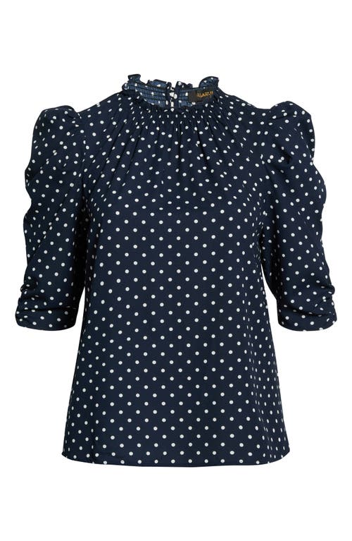 SUGARLIPS Dot Print Top in Navy-Cream at Nordstrom, Size 3X