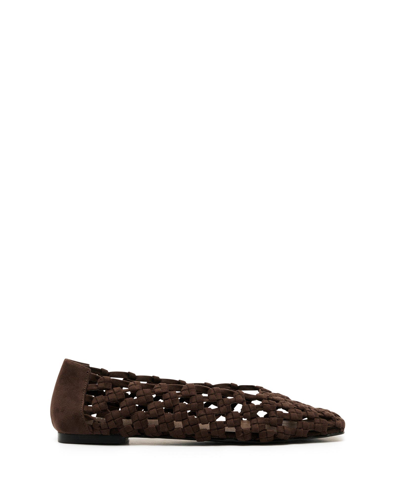 Genesis Square Toe Woven Flats, Alternate, color, CHOCOLATE FAUX SUEDE