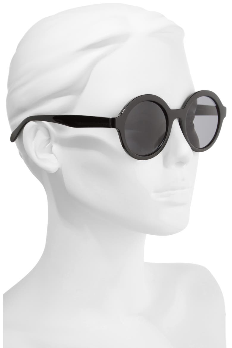 50mm Round Sunglasses, Alternate, color, BLACK