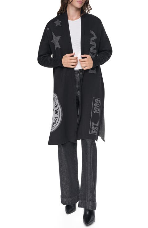 Metallic Oversize Open Front Cardigan