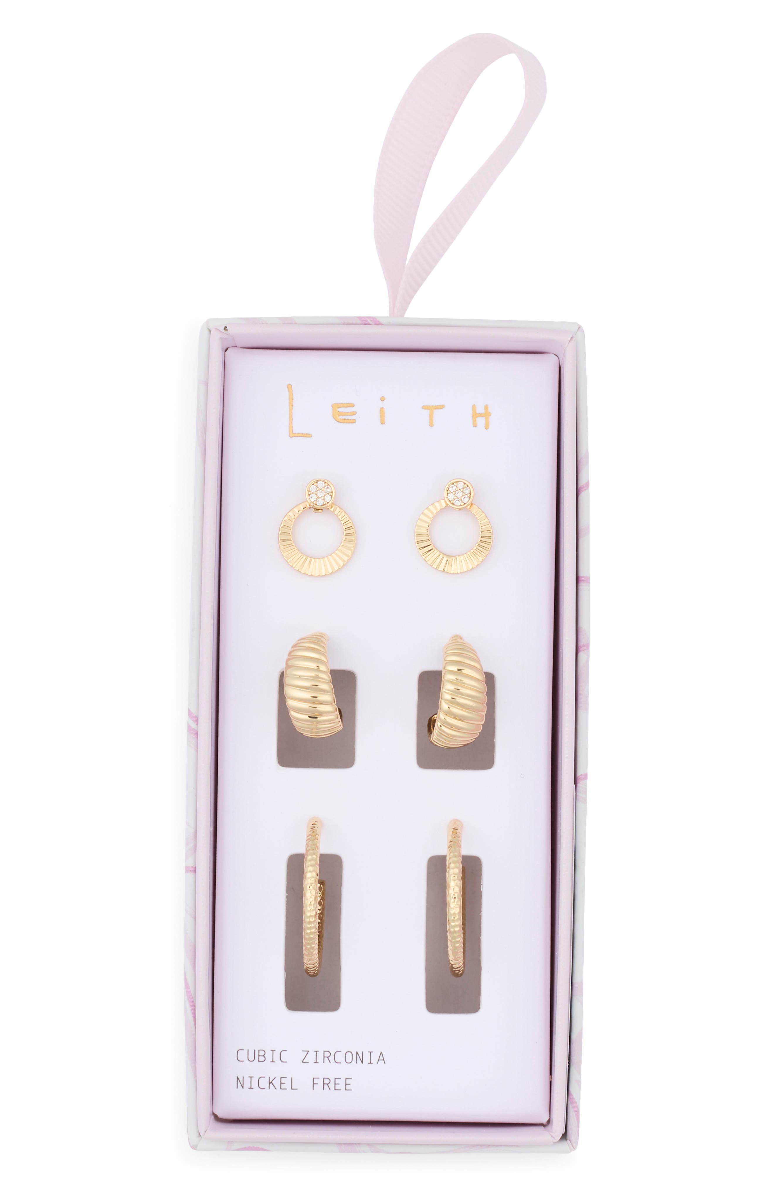 Leith 3-Pack Fluted Assorted Earrings