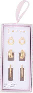 Leith 3-Pack Fluted Assorted Earrings