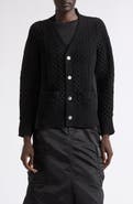 Sacai Mixed Media Wool Cable & Poplin Shirt Cardigan