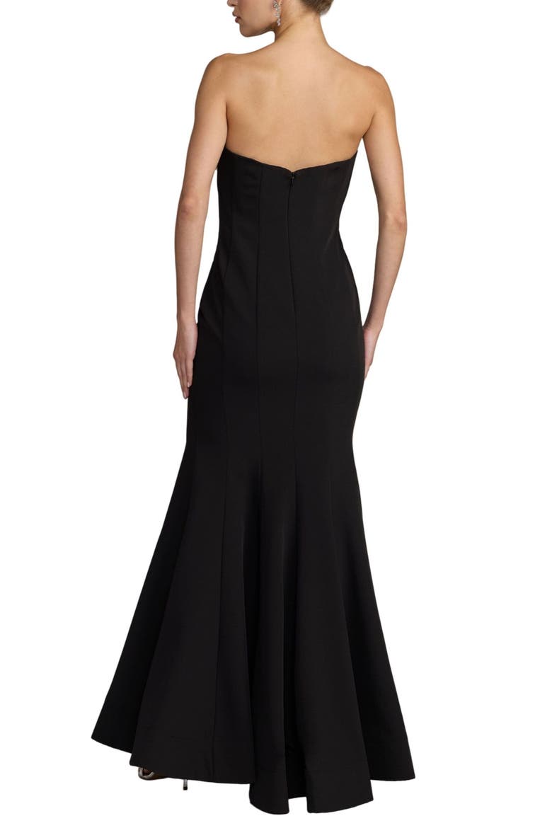 Crepe Strapless Mermaid Gown With 3D Flowers, Alternate, color, Black Ivory