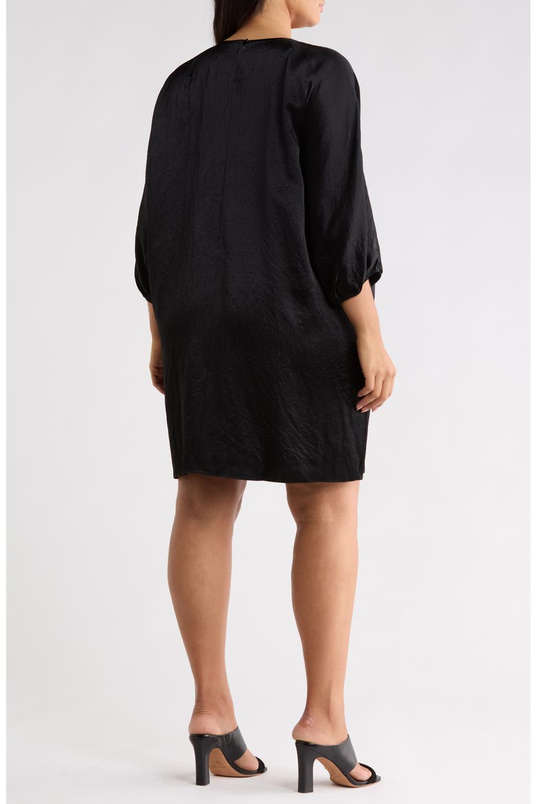 Crinkle Satin Dolman Sleeve Dress, Alternate, color, BLACK
