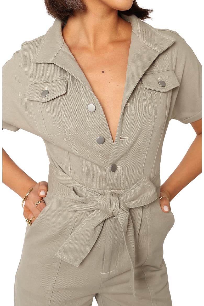 Demi Tie Waist Straight Leg Twill Jumpsuit, Alternate, color, OLIVE