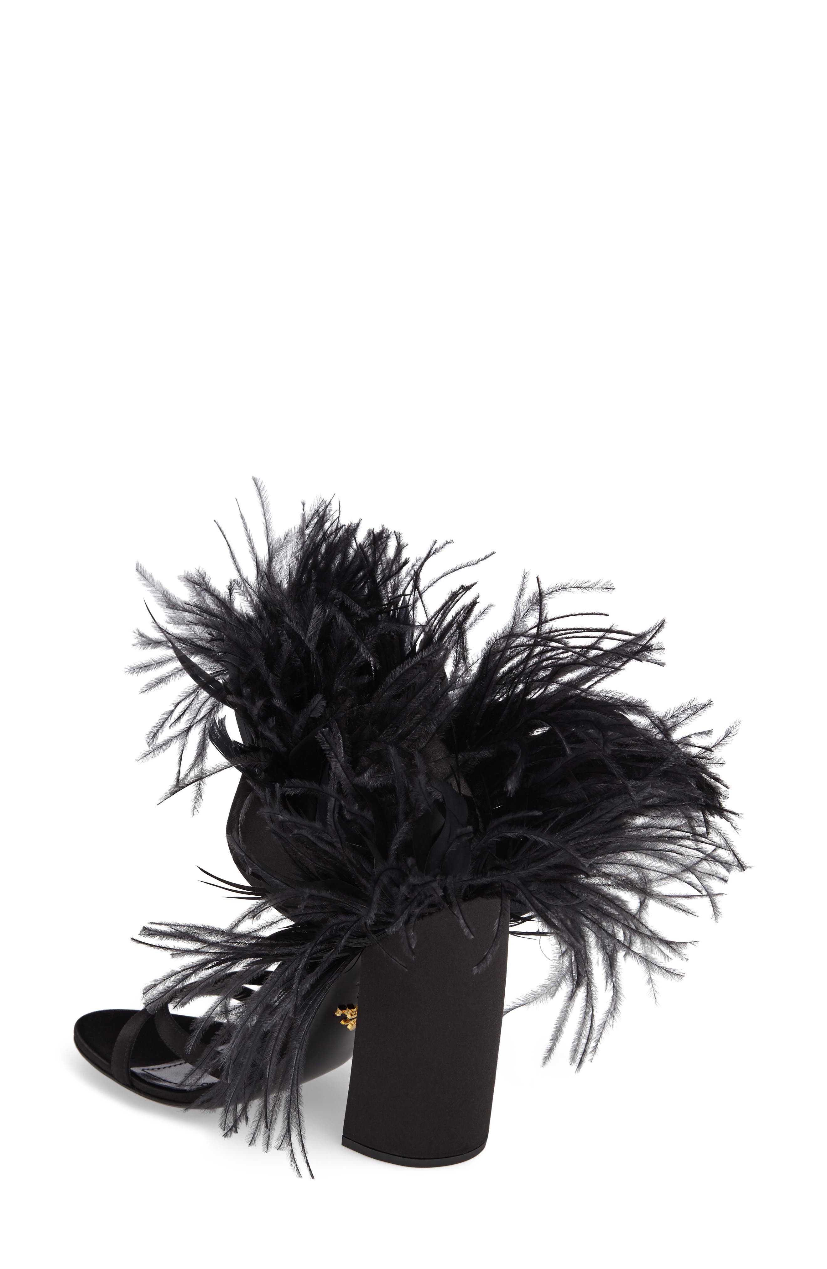 Prada Feather Block Heel Sandal, Alternate, color, 