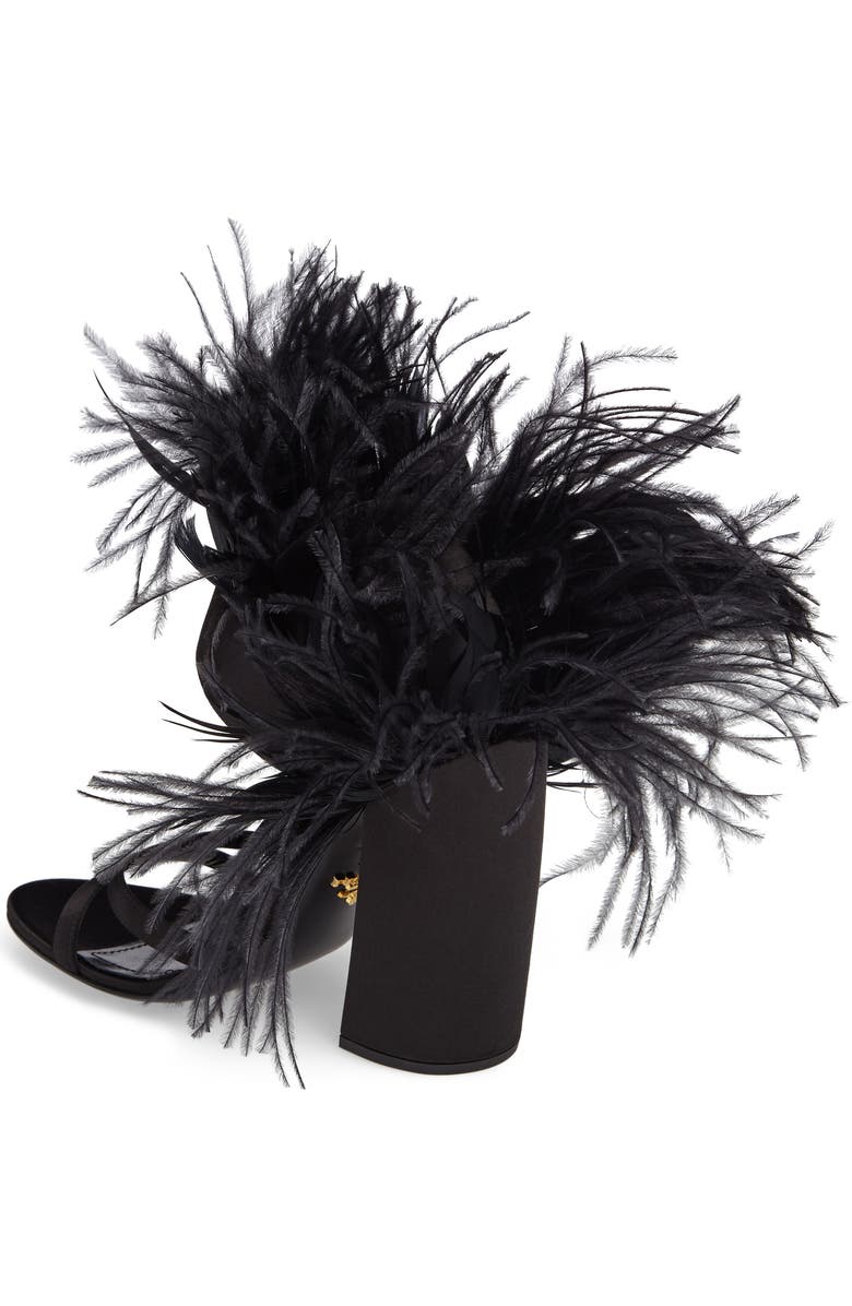 Prada Feather Block Heel Sandal, Alternate, color,