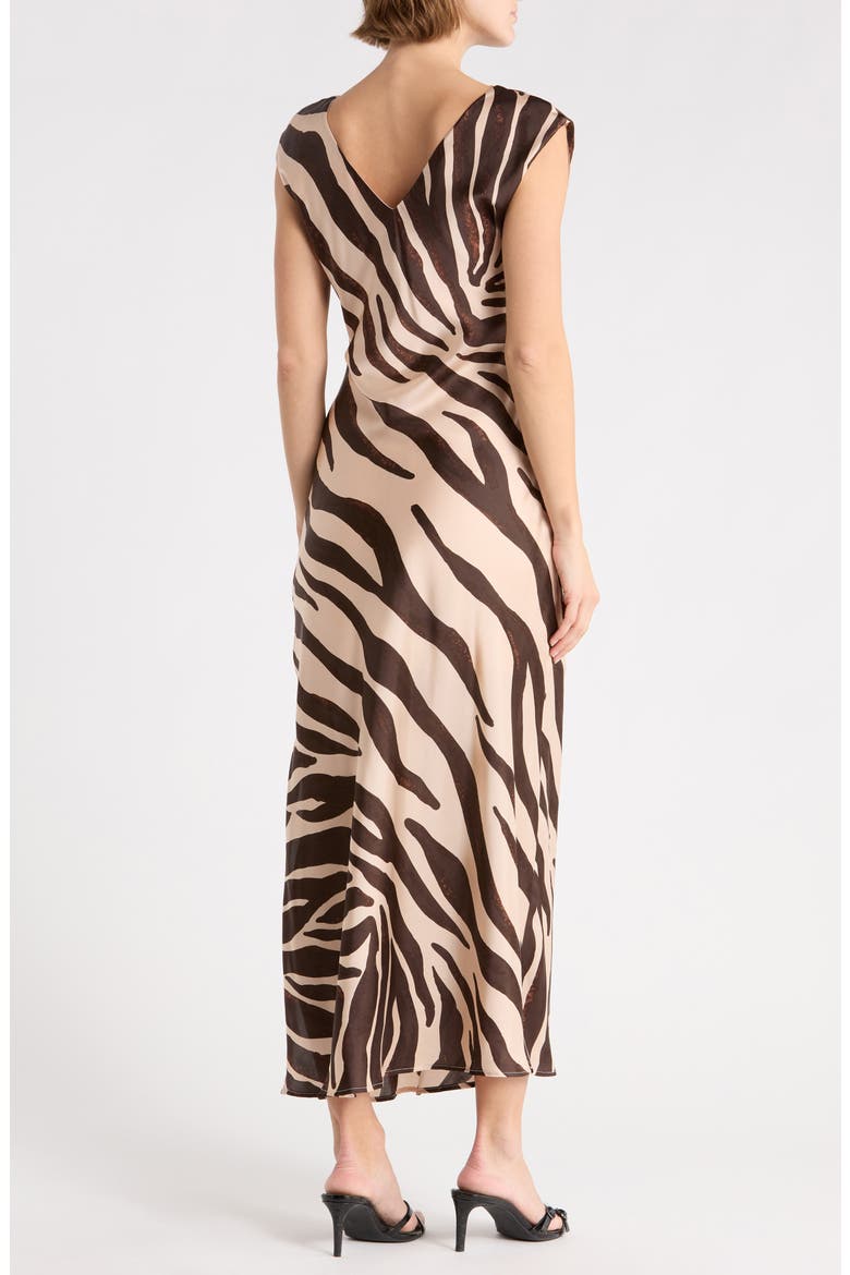 Zebra Print Maxi Dress, Alternate, color, BROWN