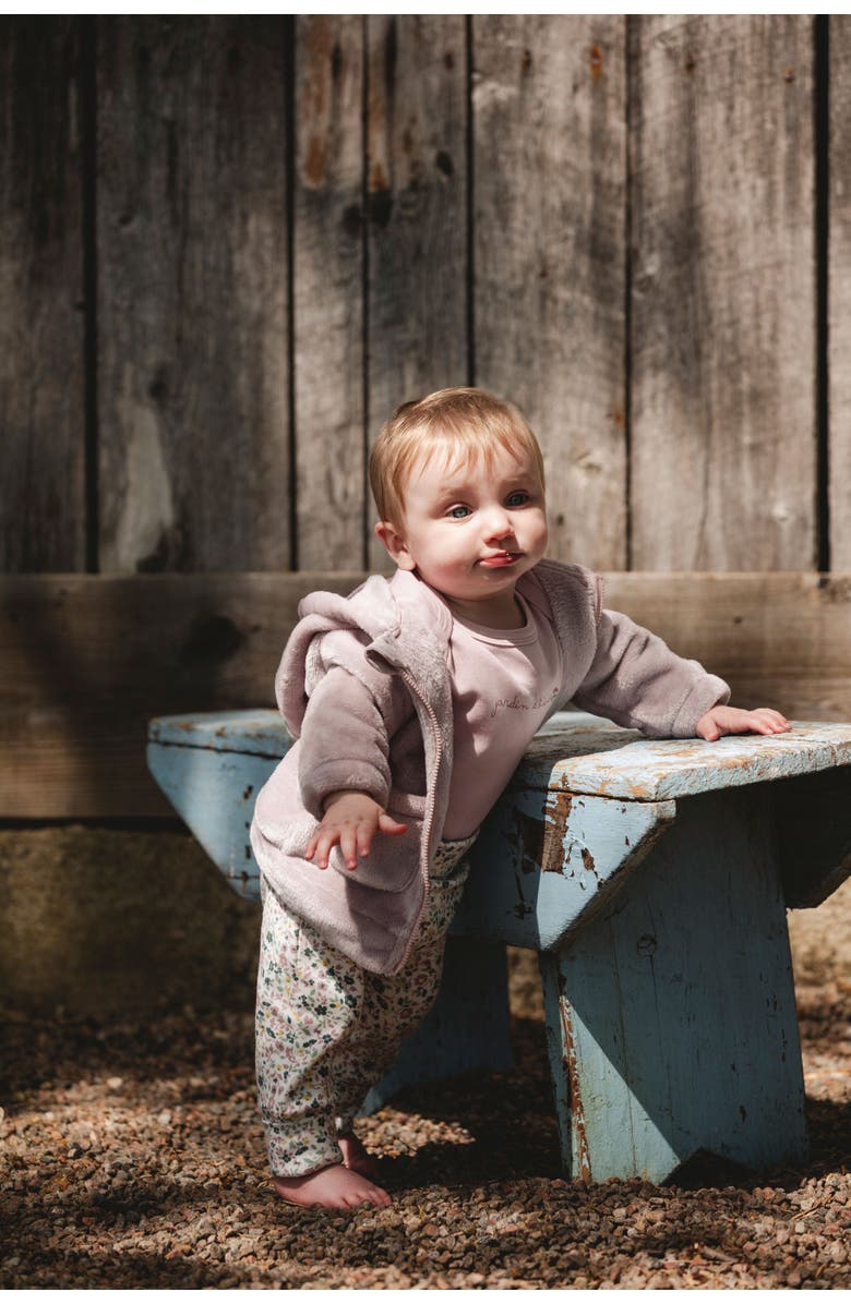 Deux par Deux Organic Cotton Long Sleeve Romper, Main, color, Neutral Purple