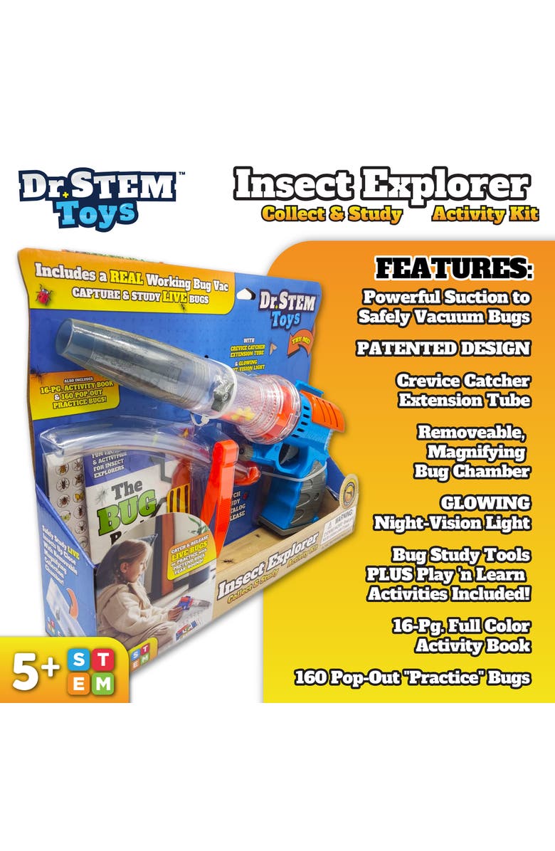 Dr. STEM Toys Insect Explorer 11.5" Bug Vacuum Kit, Led Laser & Suction, Alternate, color, Multicolored