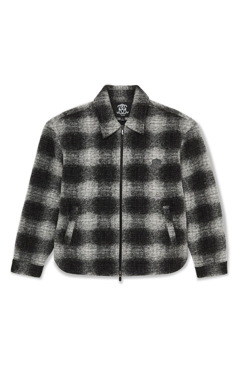 Reiss Barton Graphic Fleec Shirt Jacket, Alternate, color, Black/ White