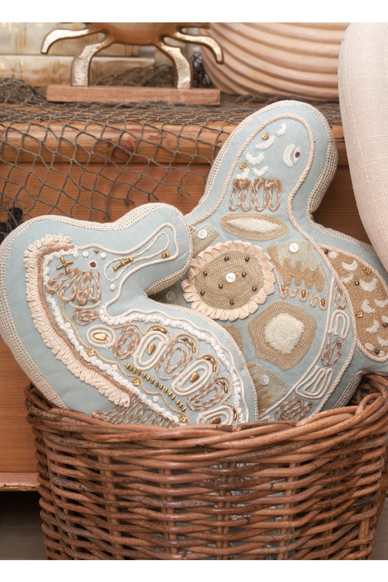 Beaded Seahorse Embellished Mini Accent Pillow 8" x 14", Alternate, color, Brown