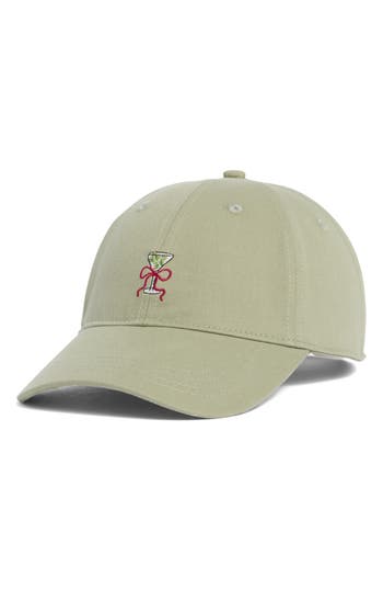 Frasier Sterling Embroidered Martini Bow Baseball Cap In Green