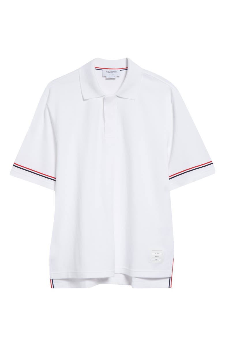Thom Browne RWB Stripe Cotton Polo, Alternate, color, White