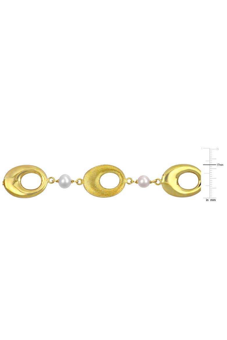 6–7mm Cultured Freshwater Pearl Oval Link Necklace, Alternate, color, WHITE
