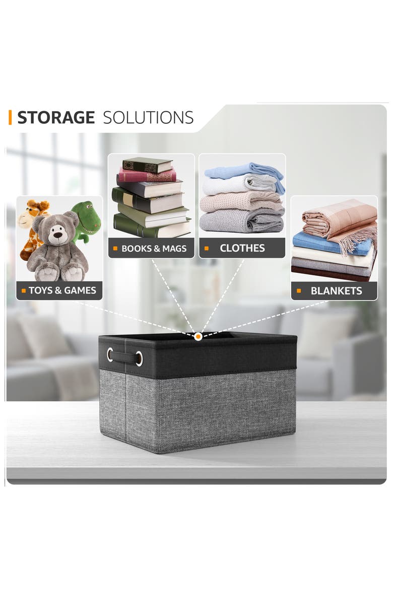 6-Pack Collapsible Fabric Storage Bins, Alternate, color, BLACK