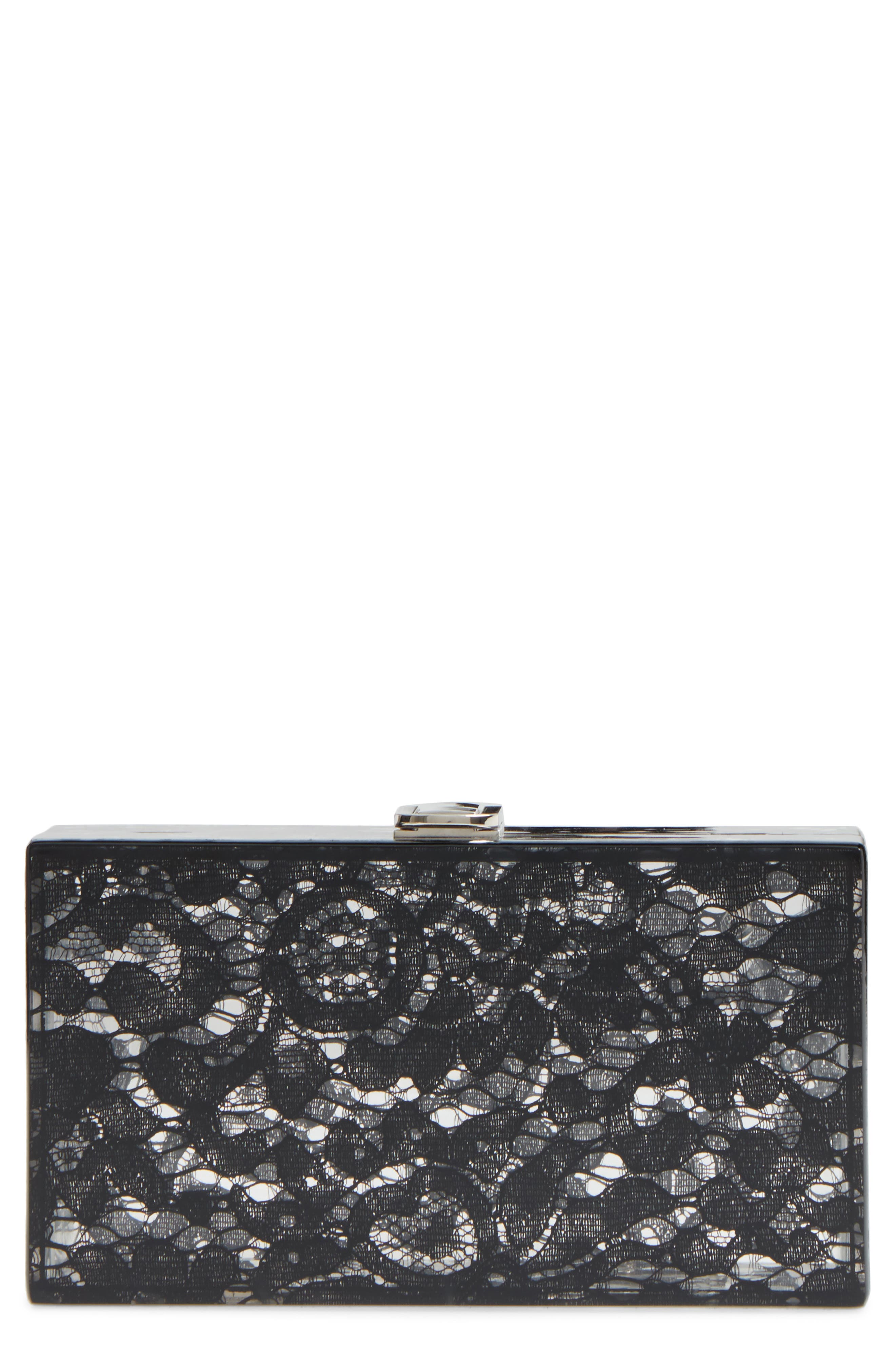 Nordstrom Transparent Lace Box Clutch, Main, color, 
