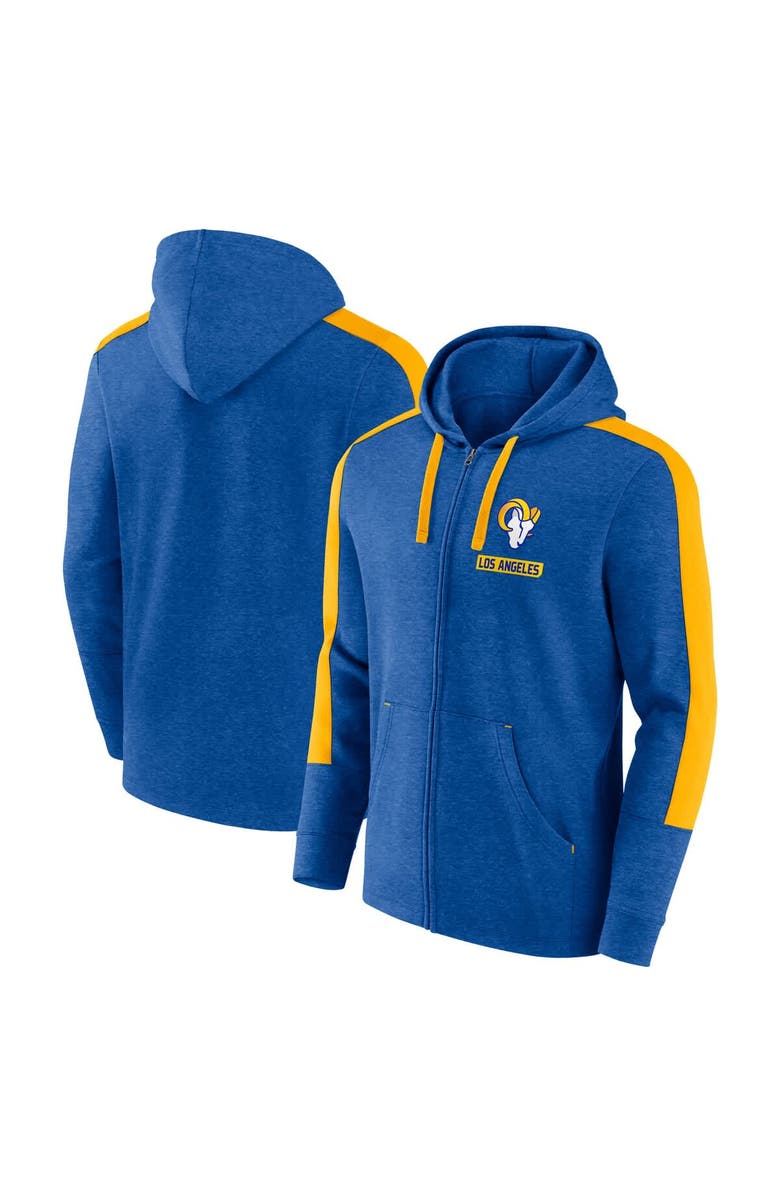 FANATICS Men's Fanatics  Heather Royal Los Angeles Rams Gains Full-Zip Hoodie, Main, color, 