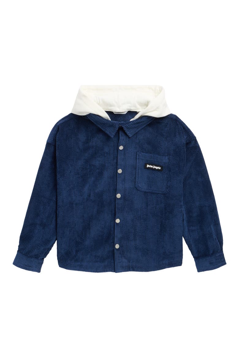 Kids' Classic Logo Corduroy Oversized Shirt, Main, color, NAVY BLUE - OFF WHITE