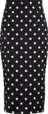 Dolce&Gabbana Polka Dot Stretch Silk Pencil Skirt