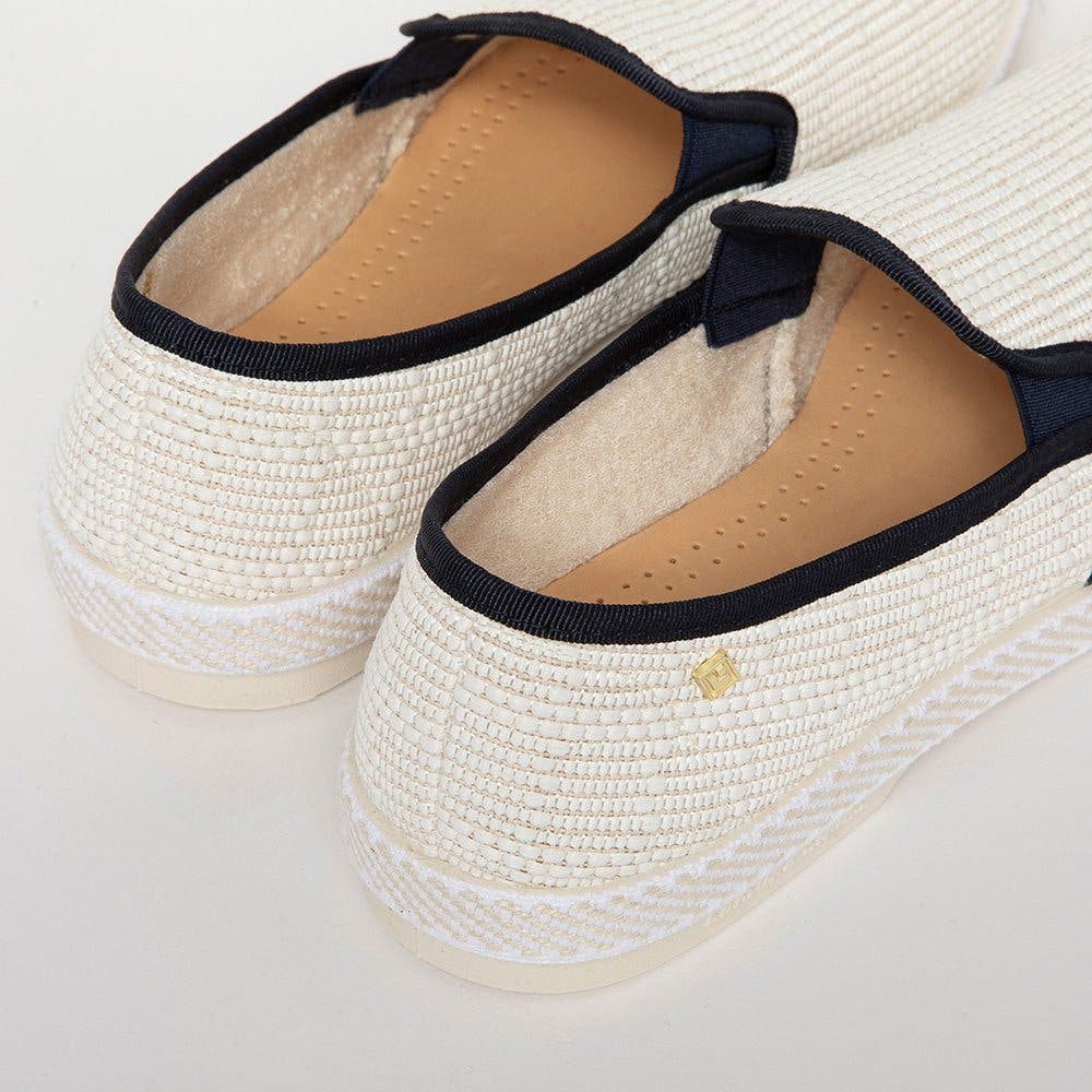 Classic Textured Raffia Slip-On Loafer, Alternate, color, Ivory Navy